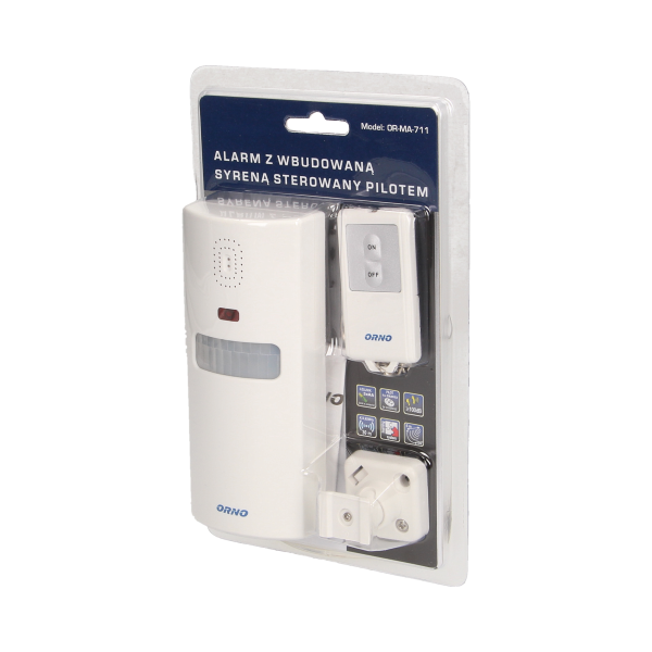 Alarm z wbudowaną syreną, sterowany pilotem, 6m, bateryjny