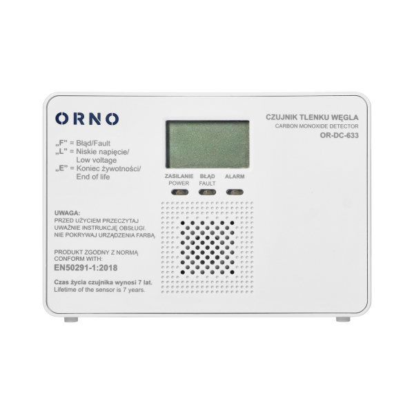 Battery-operated carbon monoxide sensor, 9V, 7-year service life, EN 50291-1: 2018 compliant, tested in Poland