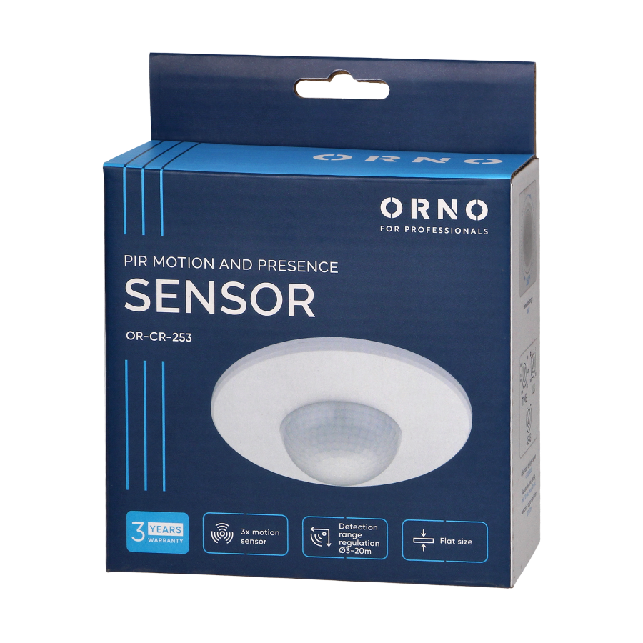 PIR motion and presence sensor 360°,IP20, 2000W, 3 sensors, white