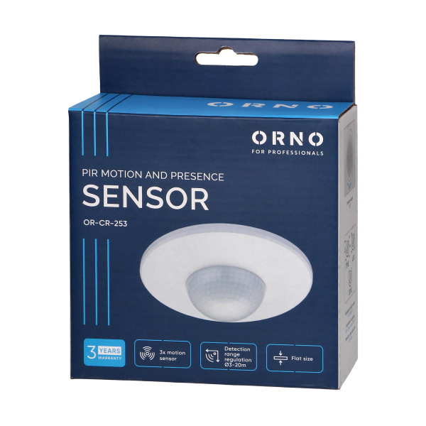 PIR motion and presence sensor 360°,IP20, 2000W, 3 sensors, white