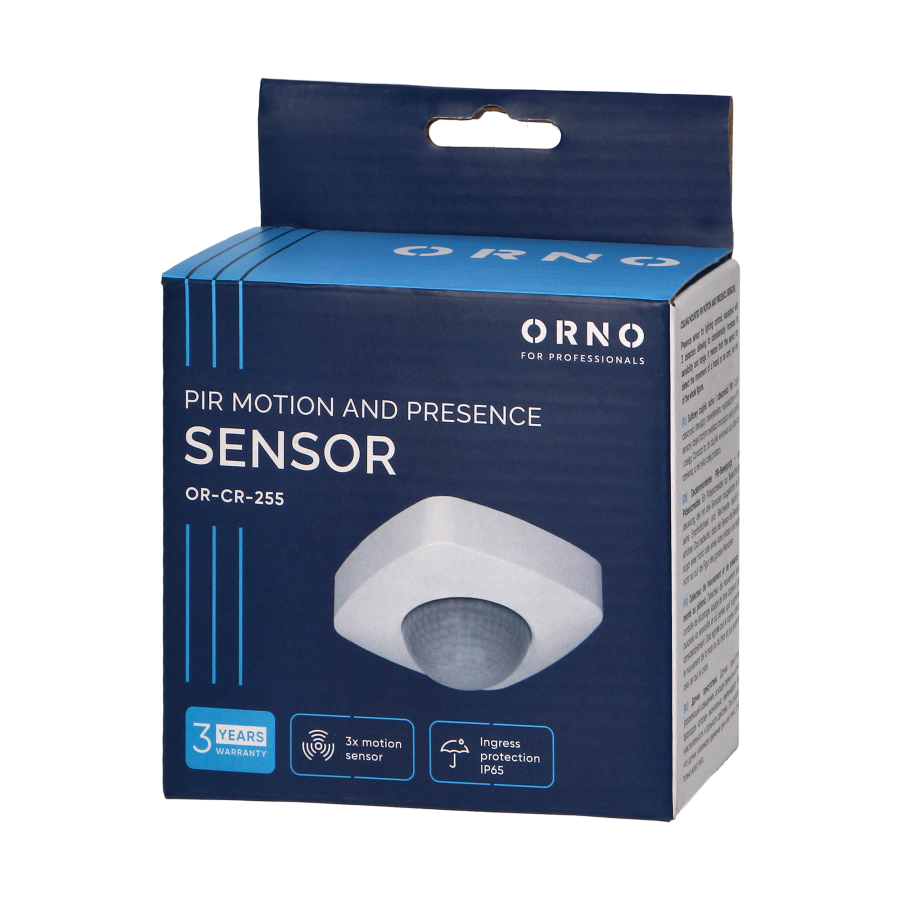 PIR motion and presence sensor 360°,IP65, 2000W, 3 sensors, white