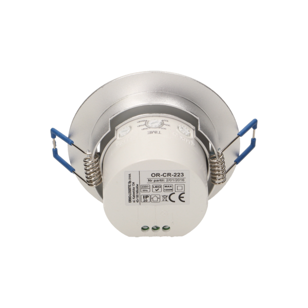 Czujnik ruchu 360st. IP20, 1200W, aluminium, do sufitów podwieszanych, regulacja położenia sensora