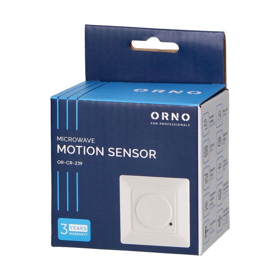 Mikrofalowy czujnik ruchu, 180st. IP20, 1200W, do puszki