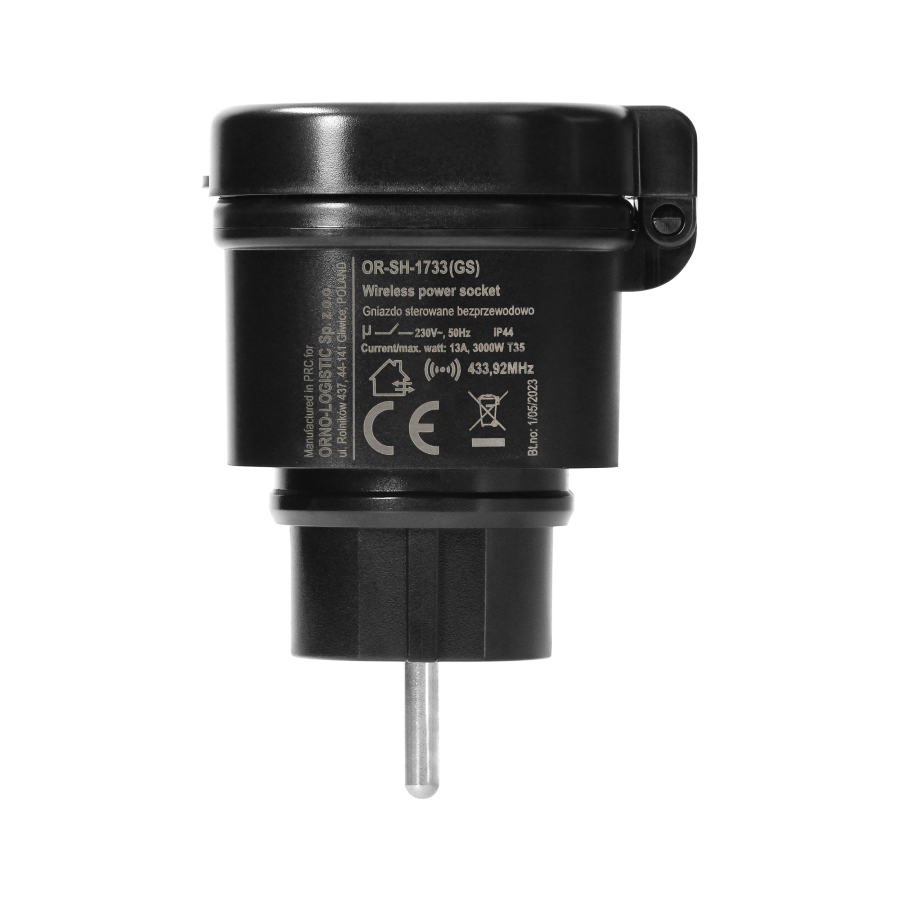 Outdoor wireless power socket with radio receiver, IP44, ORNO Smart Home, Schuko