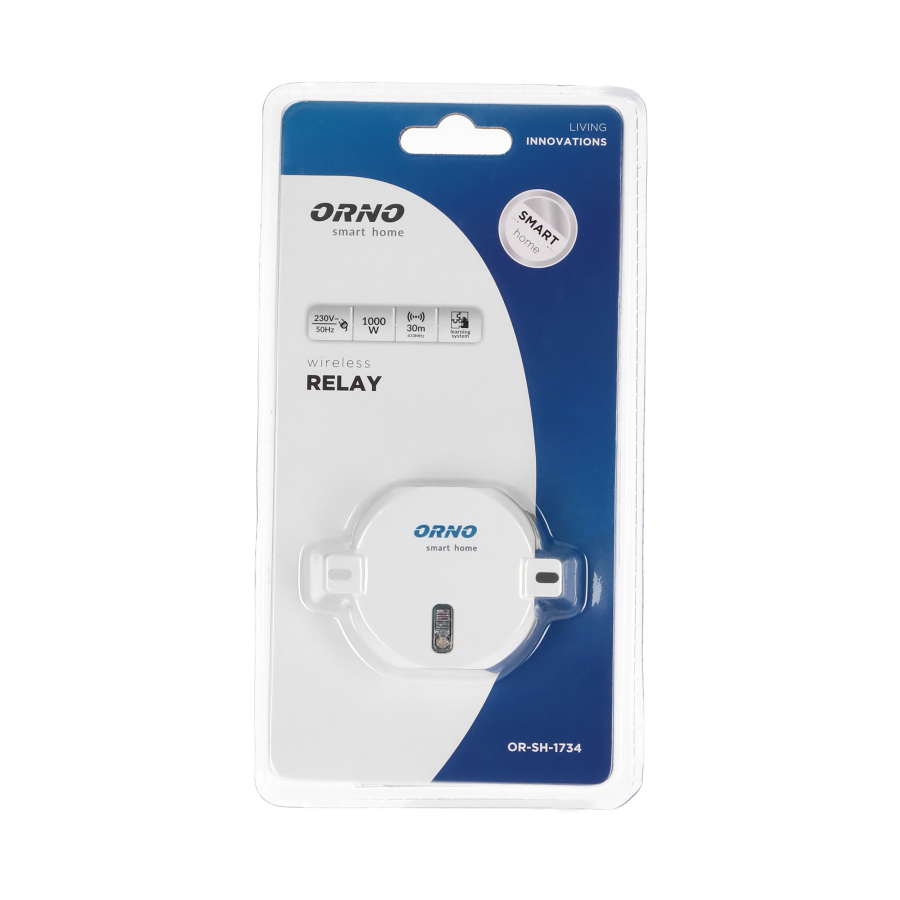 Wireless wall-switch for flush-mount junction box with radio receiver, max. load 1000W, ORNO Smart Home