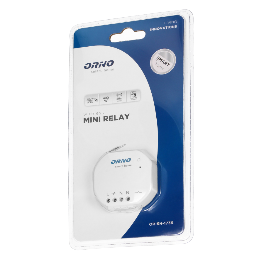 Wireless wall switch with radio receiver, MINI size for flush-mount junction box, ORNO Smart Home