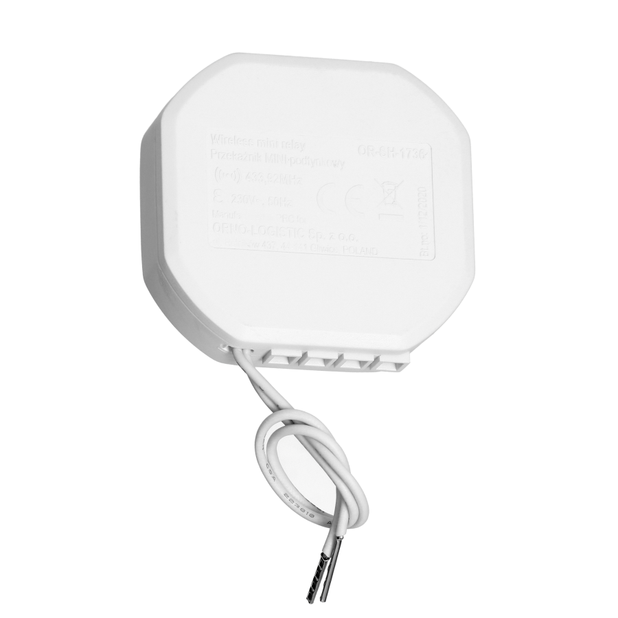 Przekaźnik podtynkowy MINI (dopuszkowy) ON/OFF sterowany bezprzewodowo, z odbiornikiem radiowym, ORNO Smart Home
