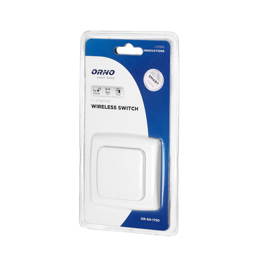 Włącznik pojedynczy natynkowy, do zdalnego sterowania włącznikami podtynkowymi i gniazdami, z nadajnikiem radiowym, ORNO Smart Home