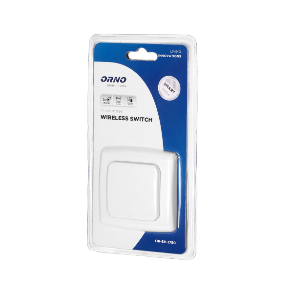 Switch with 1 channel and radio transmitter, used for wireless control of flush-mounted switches and sockets, surface-mounted, ORNO Smart Home