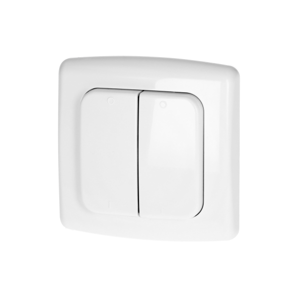 Switch with 2 channels and radio transmitter, used for wireless control of flush-mounted switches and sockets, surface-mounted, ORNO Smart Home