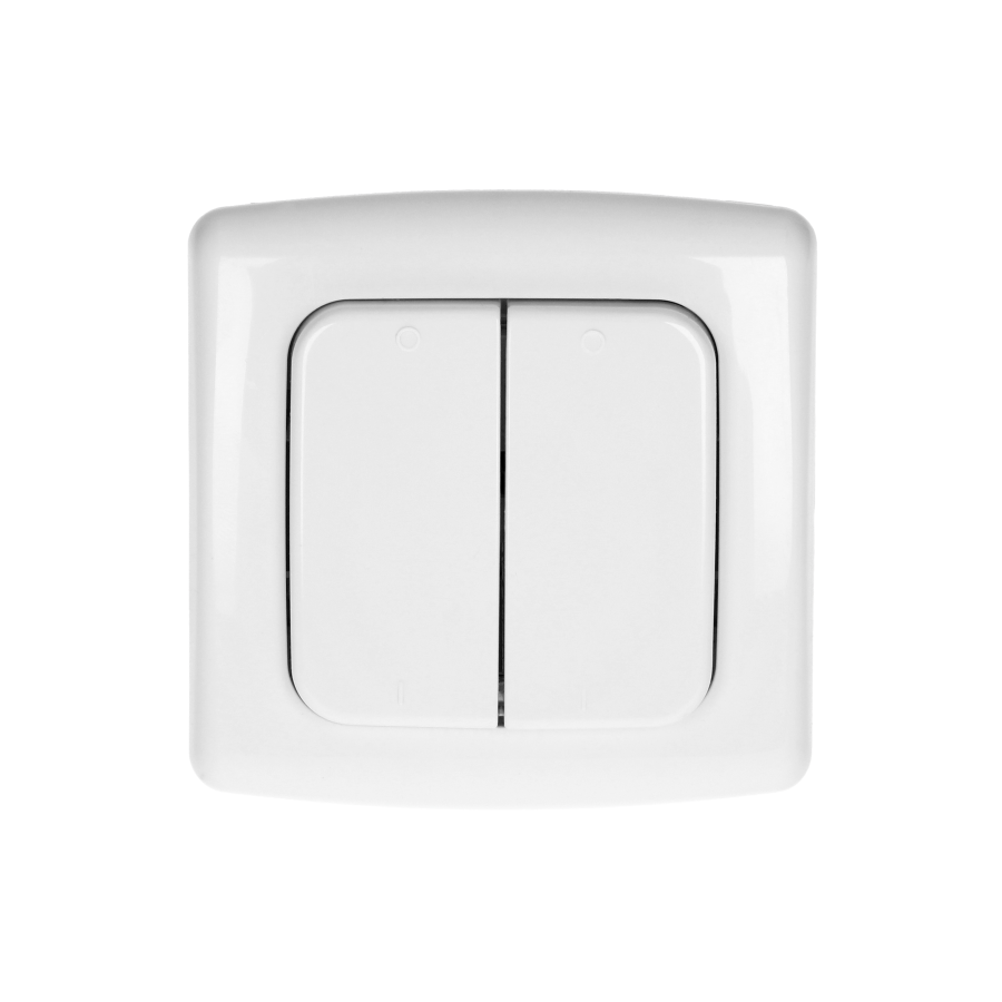 Switch with 2 channels and radio transmitter, used for wireless control of flush-mounted switches and sockets, surface-mounted, ORNO Smart Home