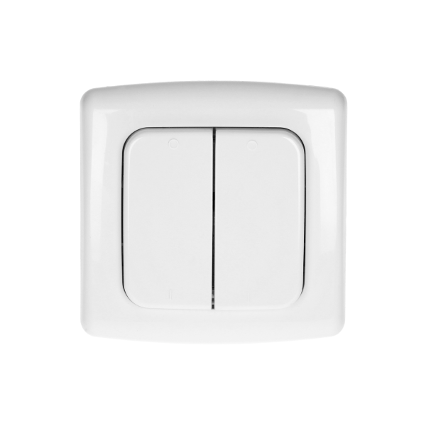 Switch with 2 channels and radio transmitter, used for wireless control of flush-mounted switches and sockets, surface-mounted, ORNO Smart Home