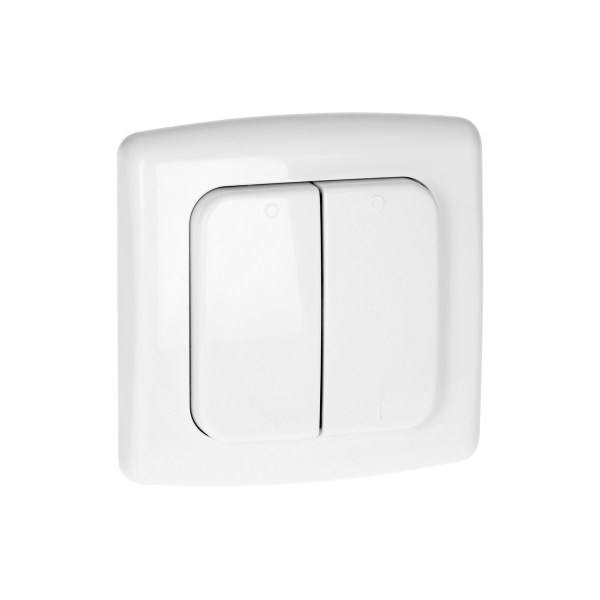 Switch with 2 channels and radio transmitter, used for wireless control of flush-mounted switches and sockets, surface-mounted, ORNO Smart Home