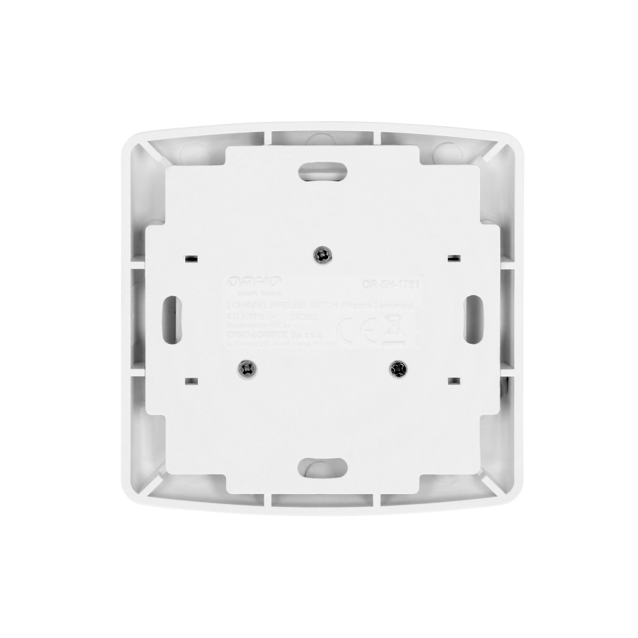 Switch with 2 channels and radio transmitter, used for wireless control of flush-mounted switches and sockets, surface-mounted, ORNO Smart Home