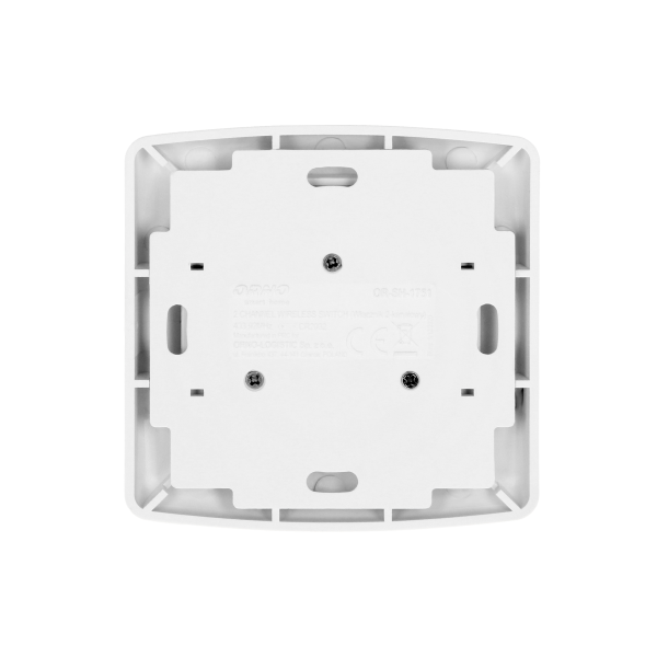 Switch with 2 channels and radio transmitter, used for wireless control of flush-mounted switches and sockets, surface-mounted, ORNO Smart Home