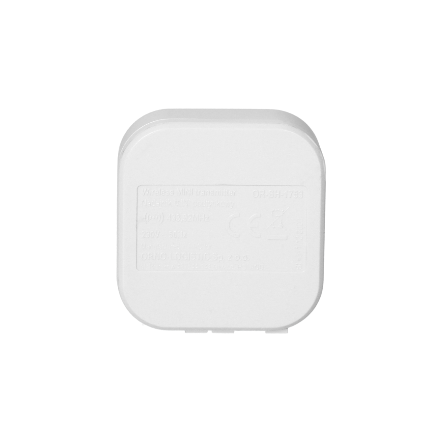 Wireless transmitter with 1 channel, compatible with any switch for wireless control of flush-mounted relays and sockets, Orno Smart Home