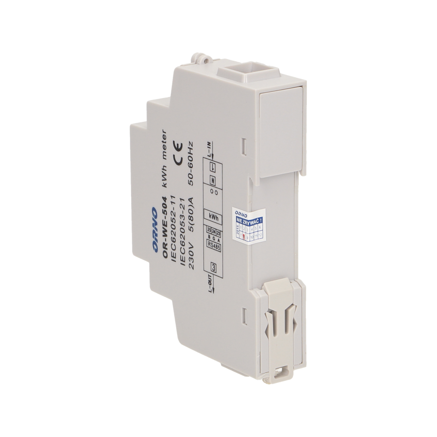 1-fazowy wskaźnik zużycia energii elektrycznej, 80A, port RS-485, 1 moduł, DIN TH-35mm