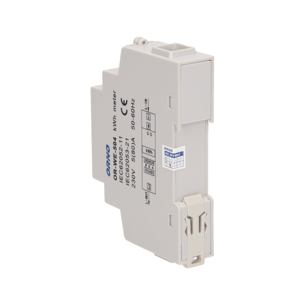 1-fazowy wskaźnik zużycia energii elektrycznej, 80A, port RS-485, 1 moduł, DIN TH-35mm