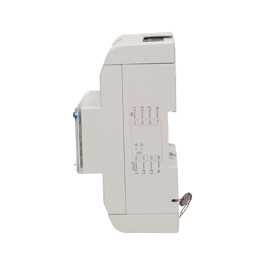 3-fazowy wskaźnik energii elektrycznej, 120A, 5 modułów, DIN TH-35mm, dodatkowy przycisk