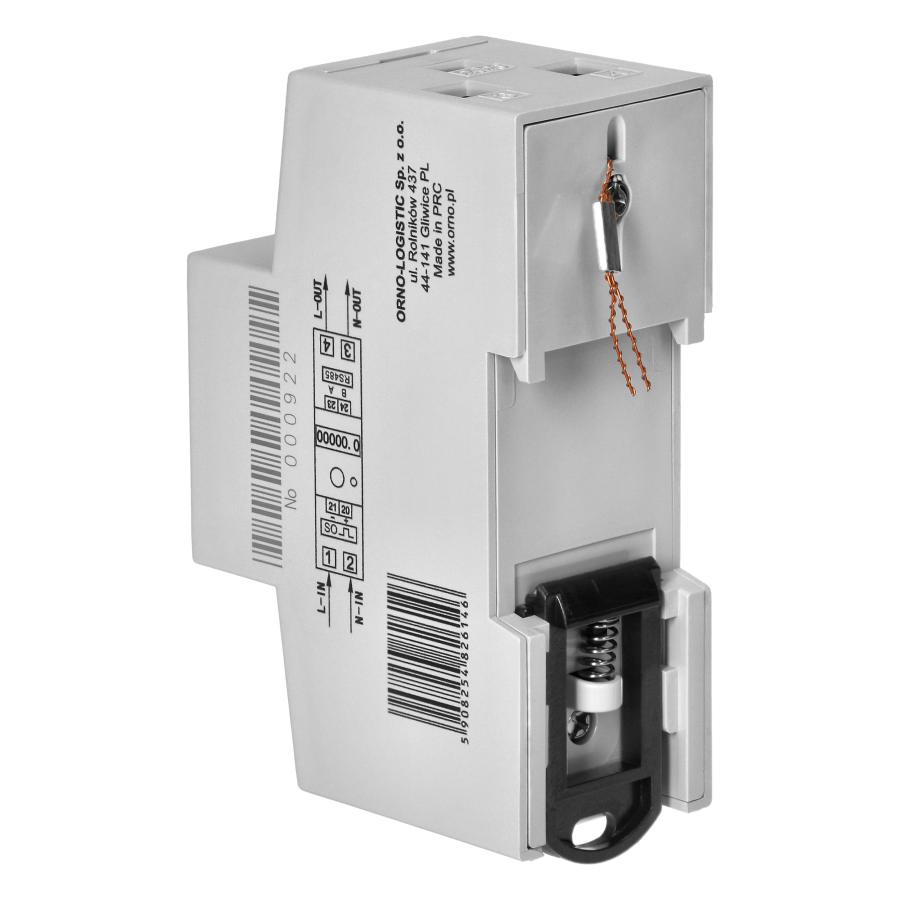 1-fazowy licznik zużycia energii elektrycznej, 80A, MID, RS485, dodatkowy wskaźnik, wyjście impulsowe, przycisk RESET, 2 moduły, DIN TH-35mm