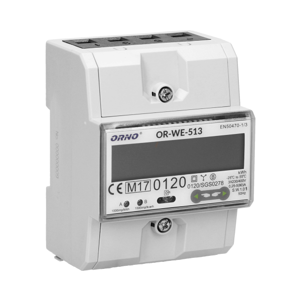 3-fazowy licznik energii elektrycznej, 80A, MID, 4,5 moduły, DIN TH-35mm 3-fazowy licznik energii elektrycznej, 80A, MID, 4,5 moduły, DIN TH-35mm