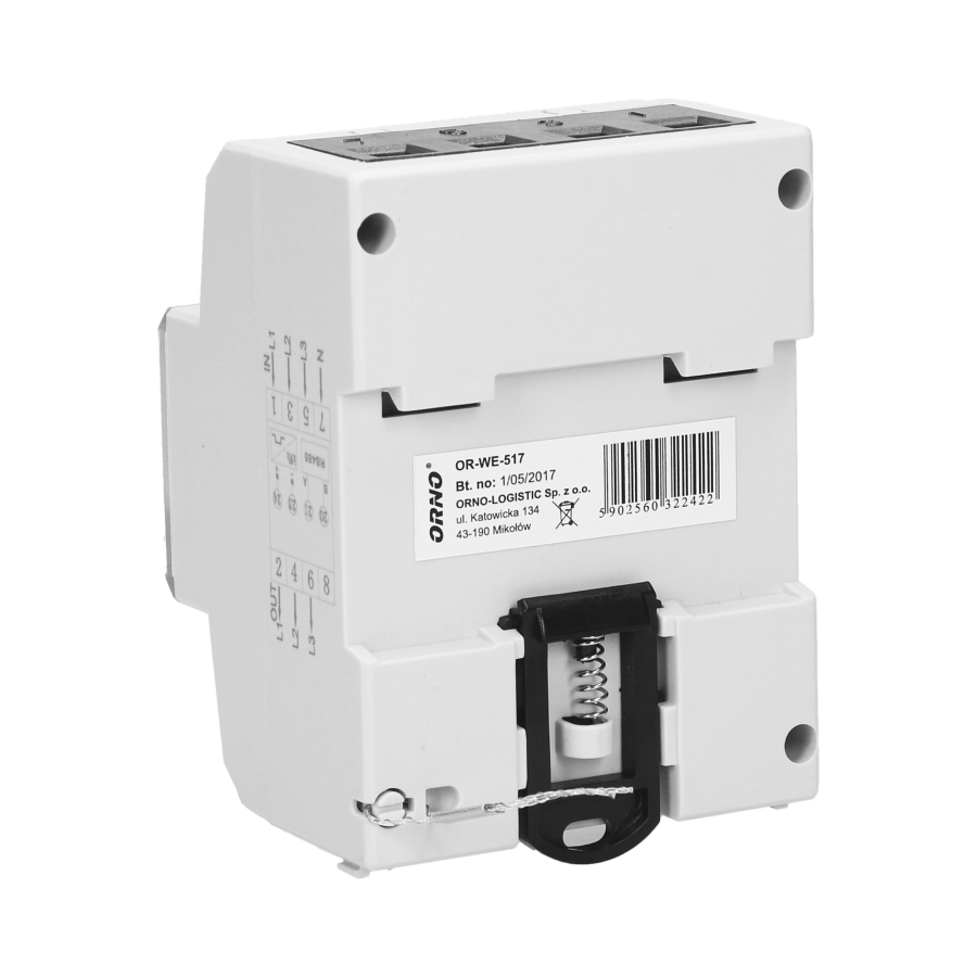 3-phase multi-tariff energy meter with RS-485, 80A. 4,5 modules, DIN TH-35mm