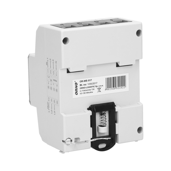 3-phase multi-tariff energy meter with RS-485, 80A. 4,5 modules, DIN TH-35mm