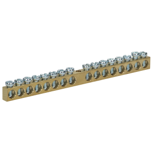 Non-insulated brass busbar, 16 cables
