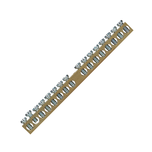 Non-insulated brass busbar, 16 cables