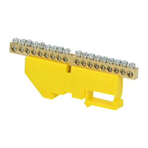 Distribution brass busbar, 18 wires, yellow