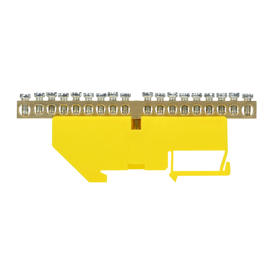 Distribution brass busbar, 18 wires, yellow
