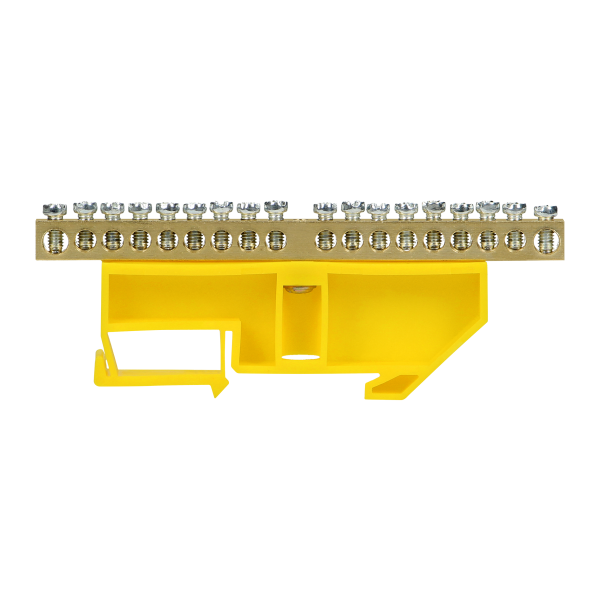 Distribution brass busbar, 18 wires, yellow