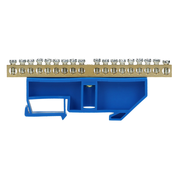 Distribution brass busbar N, 18 wires, blue