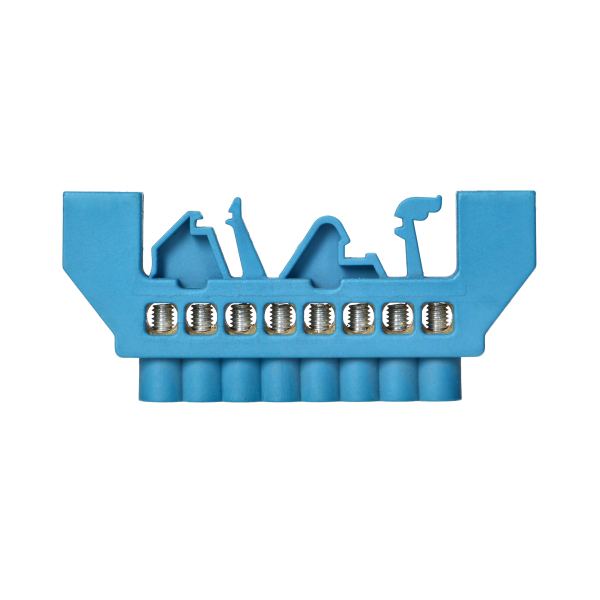 Listwa zaciskowa izolowana N, 8 przewodów, niebieska