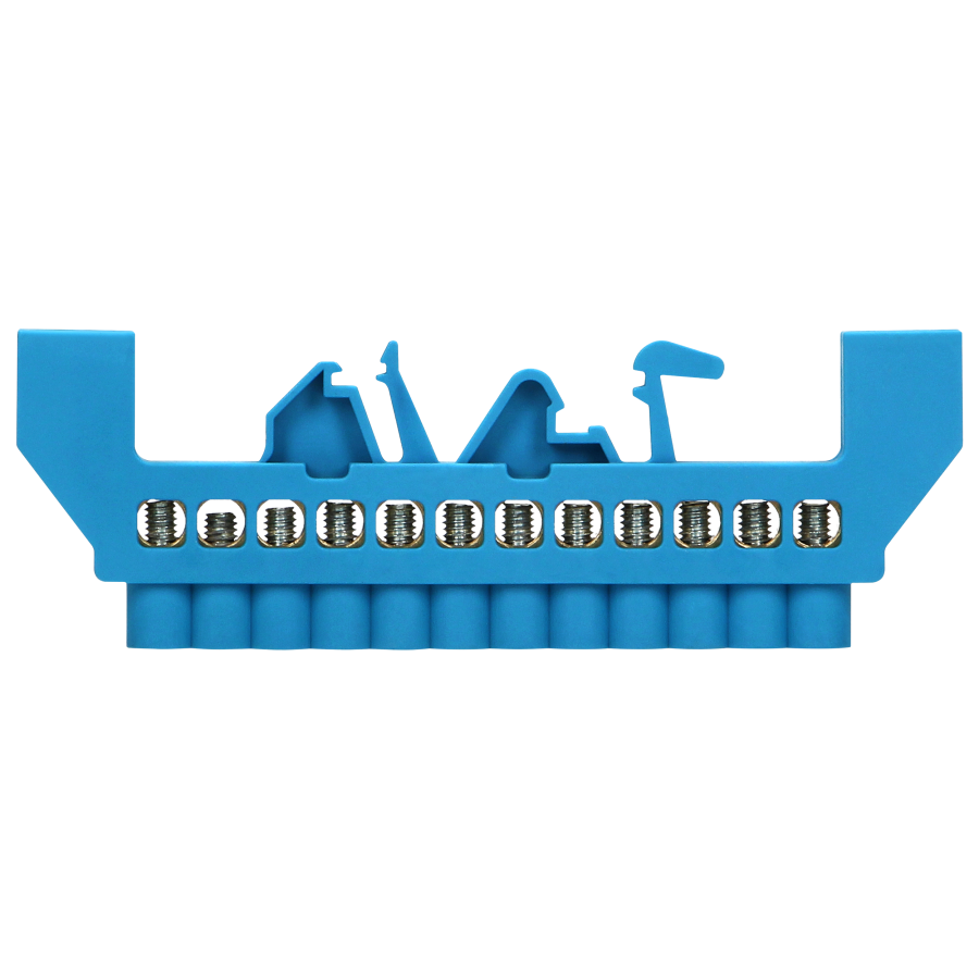 Insulated distribution busbar N, 12 cables, blue