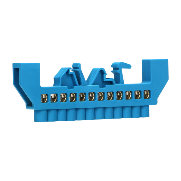 Insulated distribution busbar N, 12 cables, blue