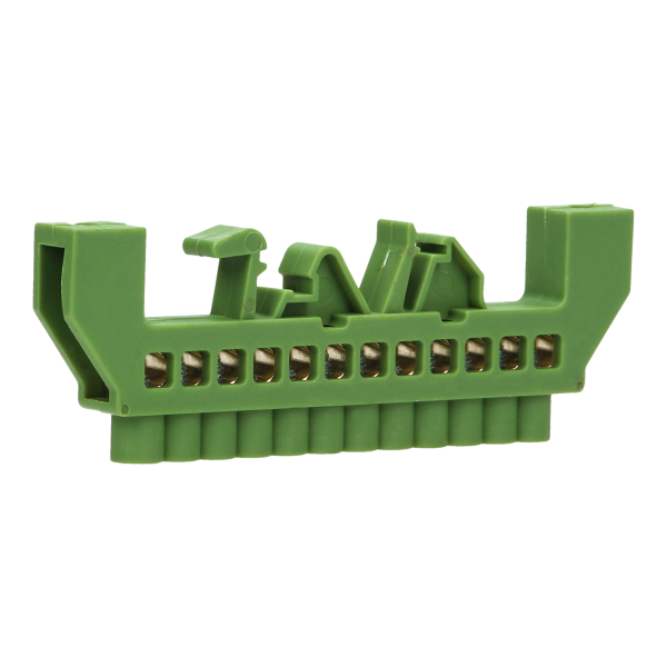 Insulated distribution brass busbar PE, 12 wires, green