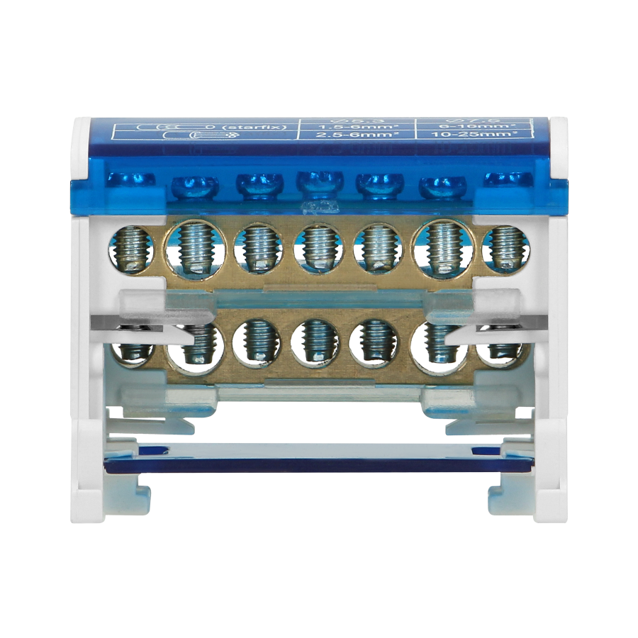 Double row power distribution block, 7 cables