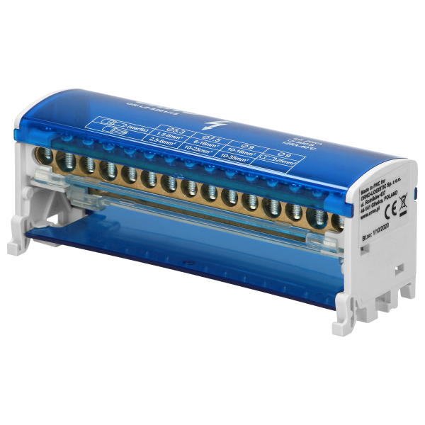 Double row power distribution block, 15 cables Double row power distribution block, 15 cables