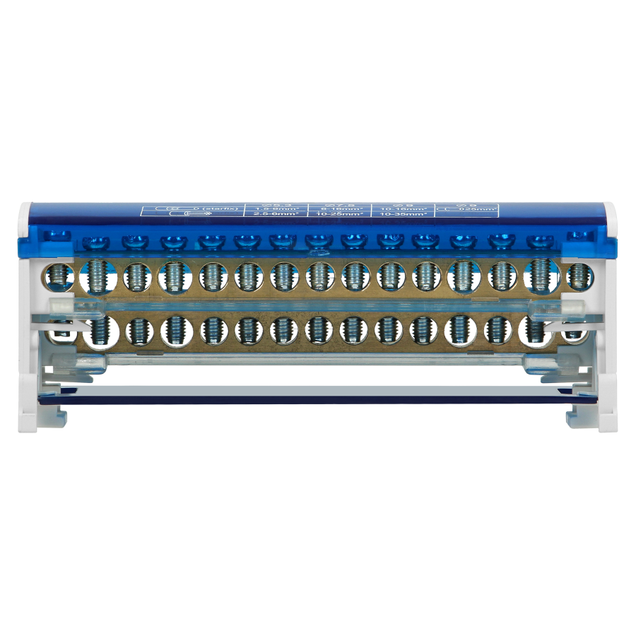 Double row power distribution block, 15 cables