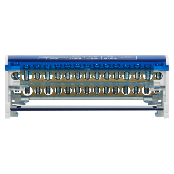 Double row power distribution block, 15 cables Double row power distribution block, 15 cables