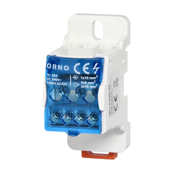 Power distribution block 80A, input terminal 16mm², output terminals 4x6mm², 2x16mm² Power distribution block 80A, input terminal 16mm², output terminals 4x6mm², 2x16mm²