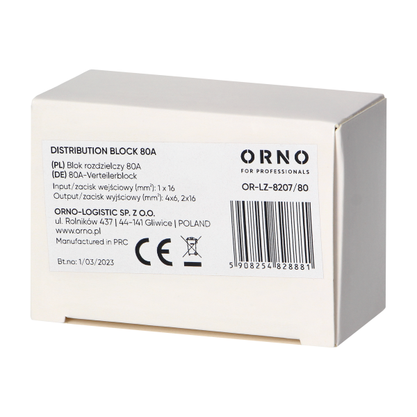 Power distribution block 80A, input terminal 16mm², output terminals 4x6mm², 2x16mm² Power distribution block 80A, input terminal 16mm², output terminals 4x6mm², 2x16mm²