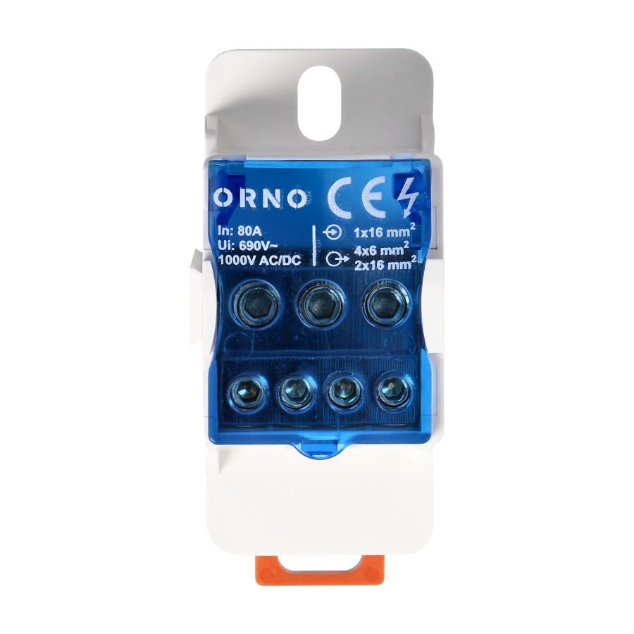 Power distribution block 80A, input terminal 16mm², output terminals 4x6mm², 2x16mm²