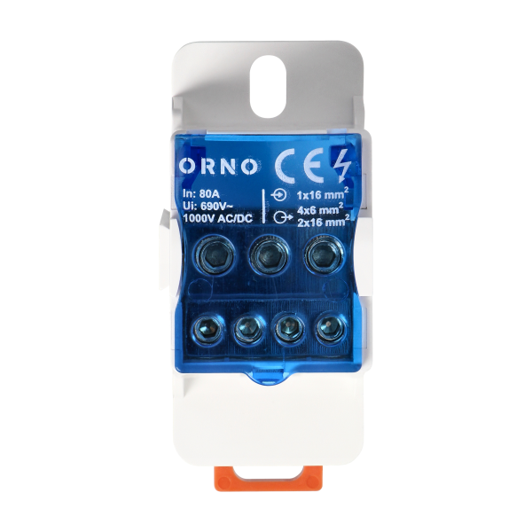 Power distribution block 80A, input terminal 16mm², output terminals 4x6mm², 2x16mm² Power distribution block 80A, input terminal 16mm², output terminals 4x6mm², 2x16mm²