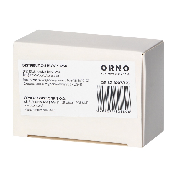 Blok rozdzielczy 125A, zaciski wejściowe 1x16 i 1x35mm², zaciski wyjściowe 6x16mm² Blok rozdzielczy 125A, zaciski wejściowe 1x16 i 1x35mm², zaciski wyjściowe 6x16mm²