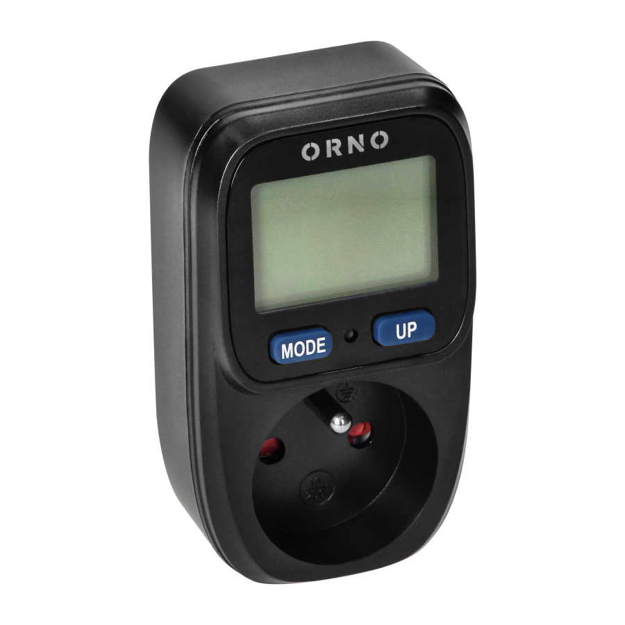 Power meter with LCD display with backlight, black