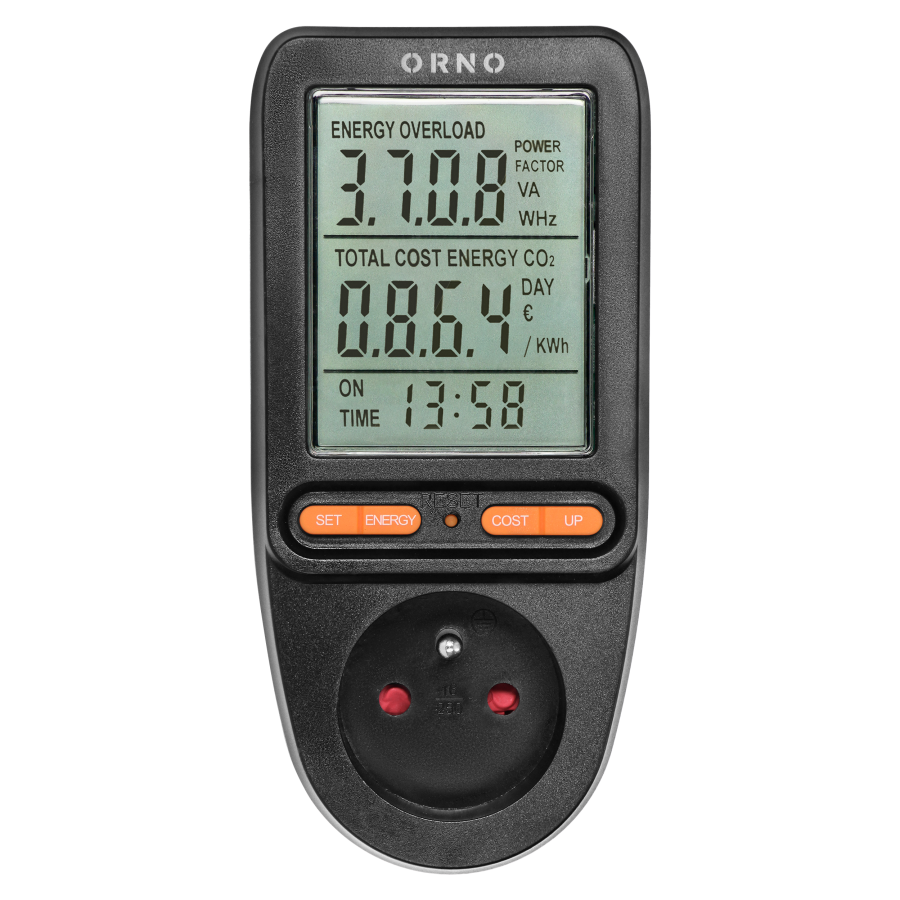 Energy calculator with LCD display color black