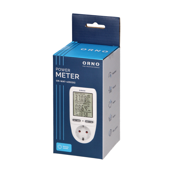 Energy calculator with LCD display, schuko