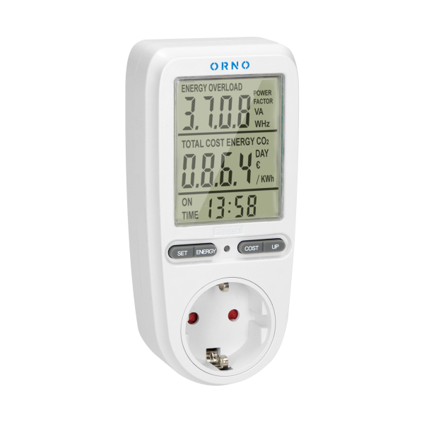 Energy calculator with LCD display, schuko